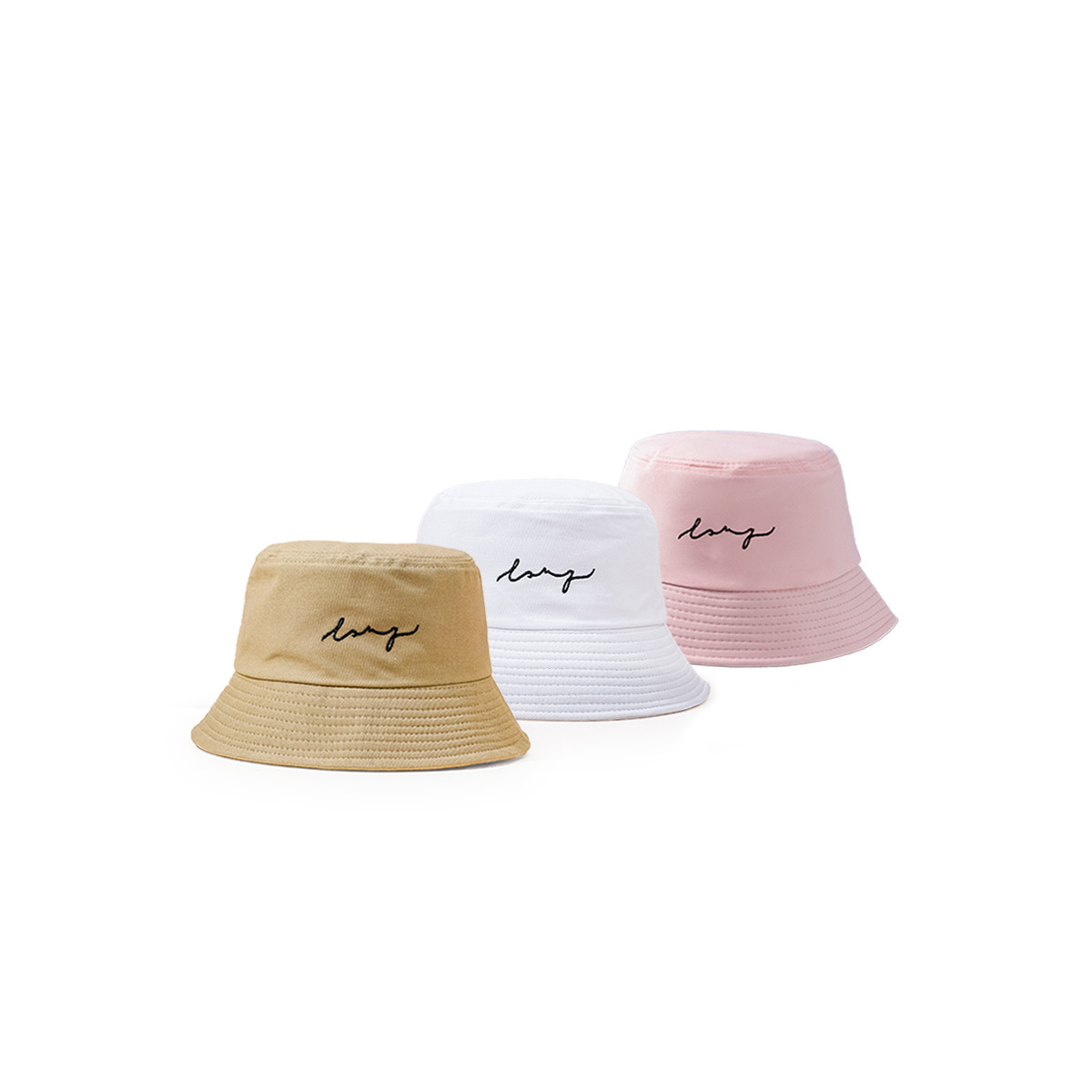 Nueva primavera versátil simple carta bordada sombrero de pescador para las mujeres de estilo coreano de moda de ala ancha a prueba de sol de moda cuenca del sombrero para los hombres