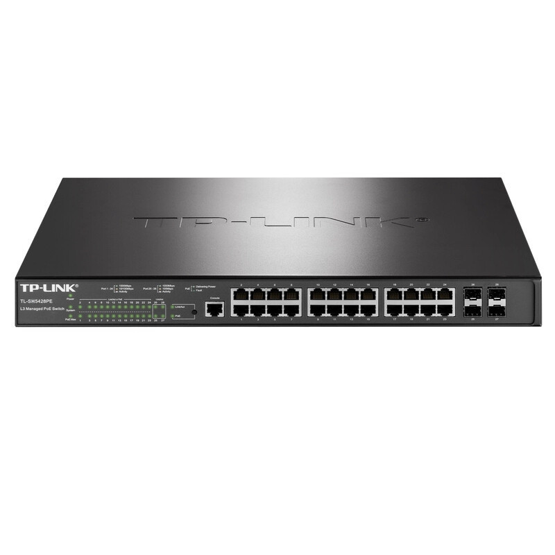 TP-LINK万兆上联4光口+24口千兆PoE交换机三层网管型TL-SH5428PE
