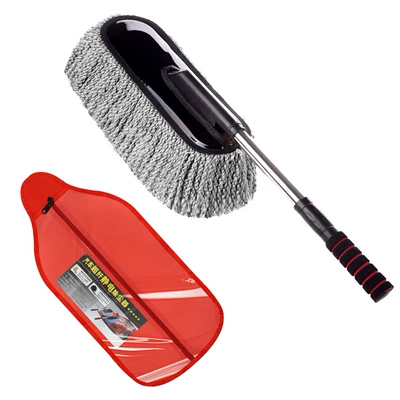 Bent Pole Car Wash Mop: Car cleaning tools - retractable-gray-car-wash-mop-storage-bag