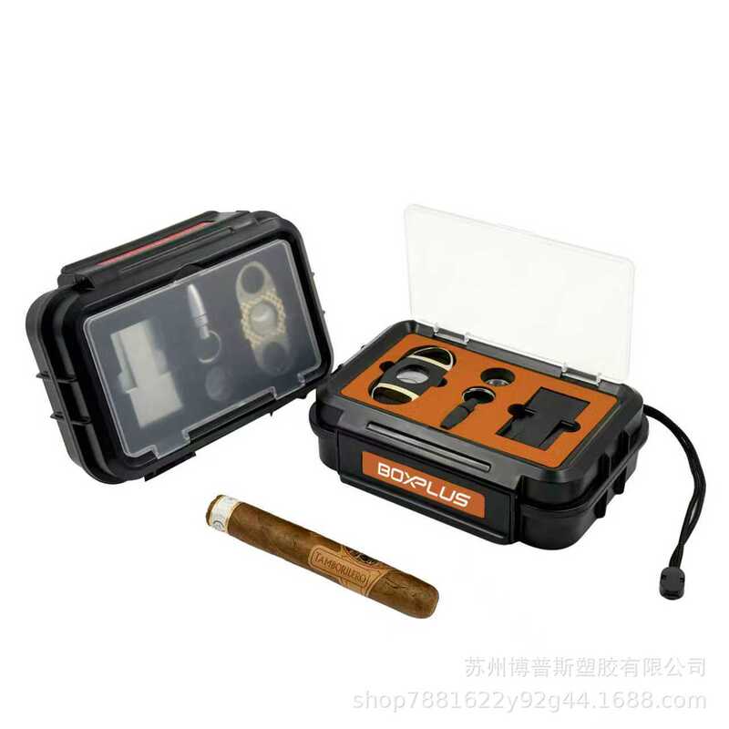 源头厂家新款便携雪茄盒5支6支装旅行雪茄盒带湿度计雪茄保湿盒|undefined