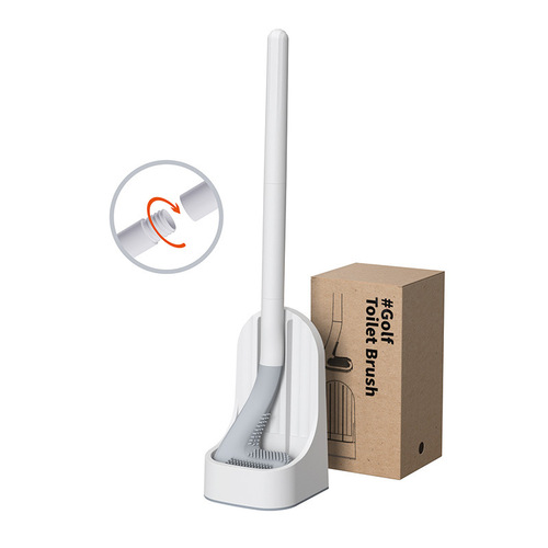 Cross-border hot selling golf toilet brush detachable long handle with base soft glue no dead angle toilet cleaning brush set