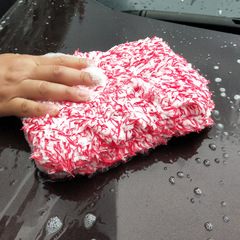 Absorbent plush car wash sponge block microfiber towel coral velvet car sponge wipe car beauty supplies