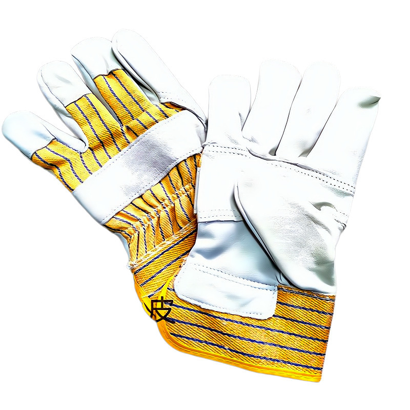 厂家现货供应10.5寸淡黄色牛头层驳掌手套