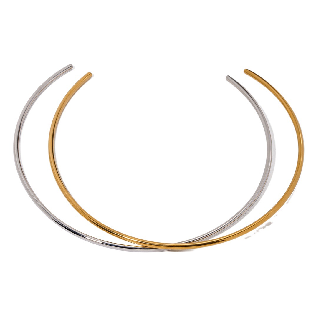 Europeo y americano INS estilo popular personalizado simple 18K oro Acero inoxidable 3mm diámetro de alambre Apertura de alto grado collar joyería para las mujeres