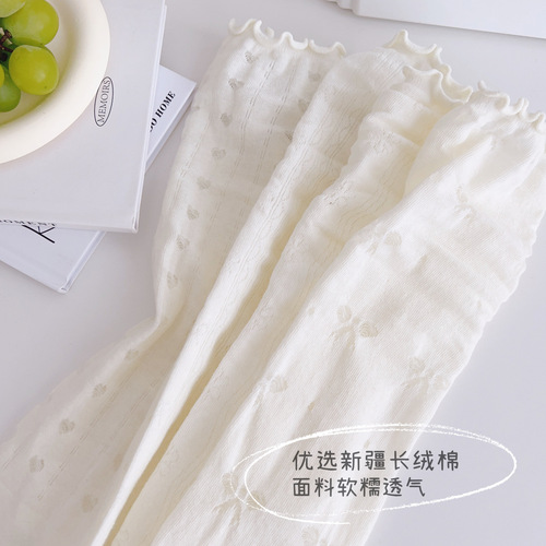 White fungus edge socks women's mid-calf socks ins trendy pure cotton mesh summer thin Japanese style cute jk stockings