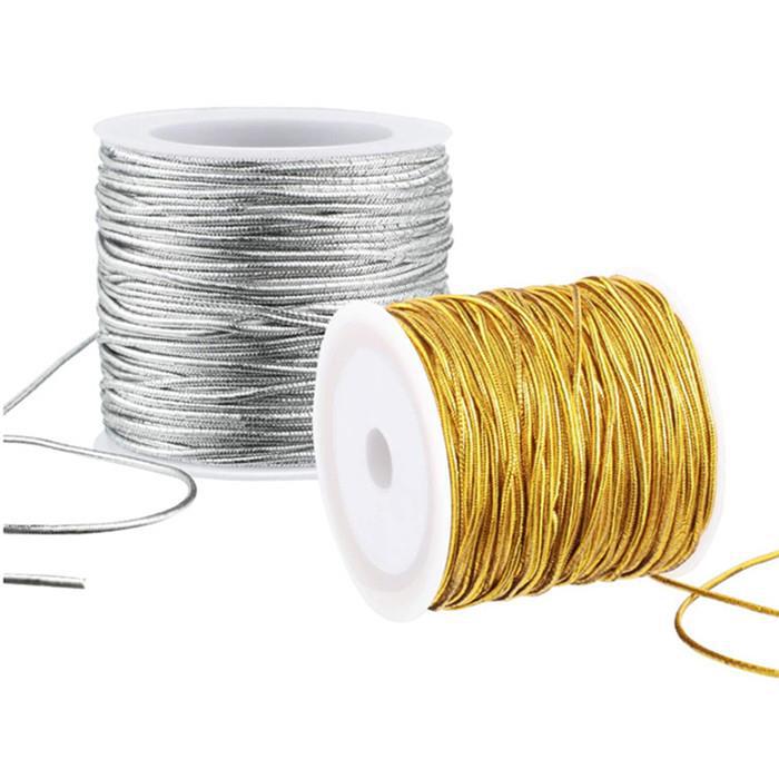 1~1.5mm粗金色银色圆包芯弹力绳 工艺牛筋吊牌绳 包芯金丝弹力线