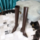 009-22 Fashion pointy toe thick heel knee high boots show thin and versatile elastic thin boots women's boots