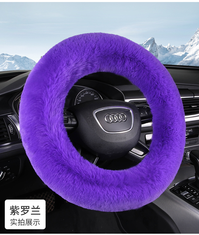 Manufacturer Wholesale 2024 New Rabbit Fur Car Steering Wheel Cover Winter Warm Universal Rubber Ring Handle Cover Anti-Slip Anti-Freeze