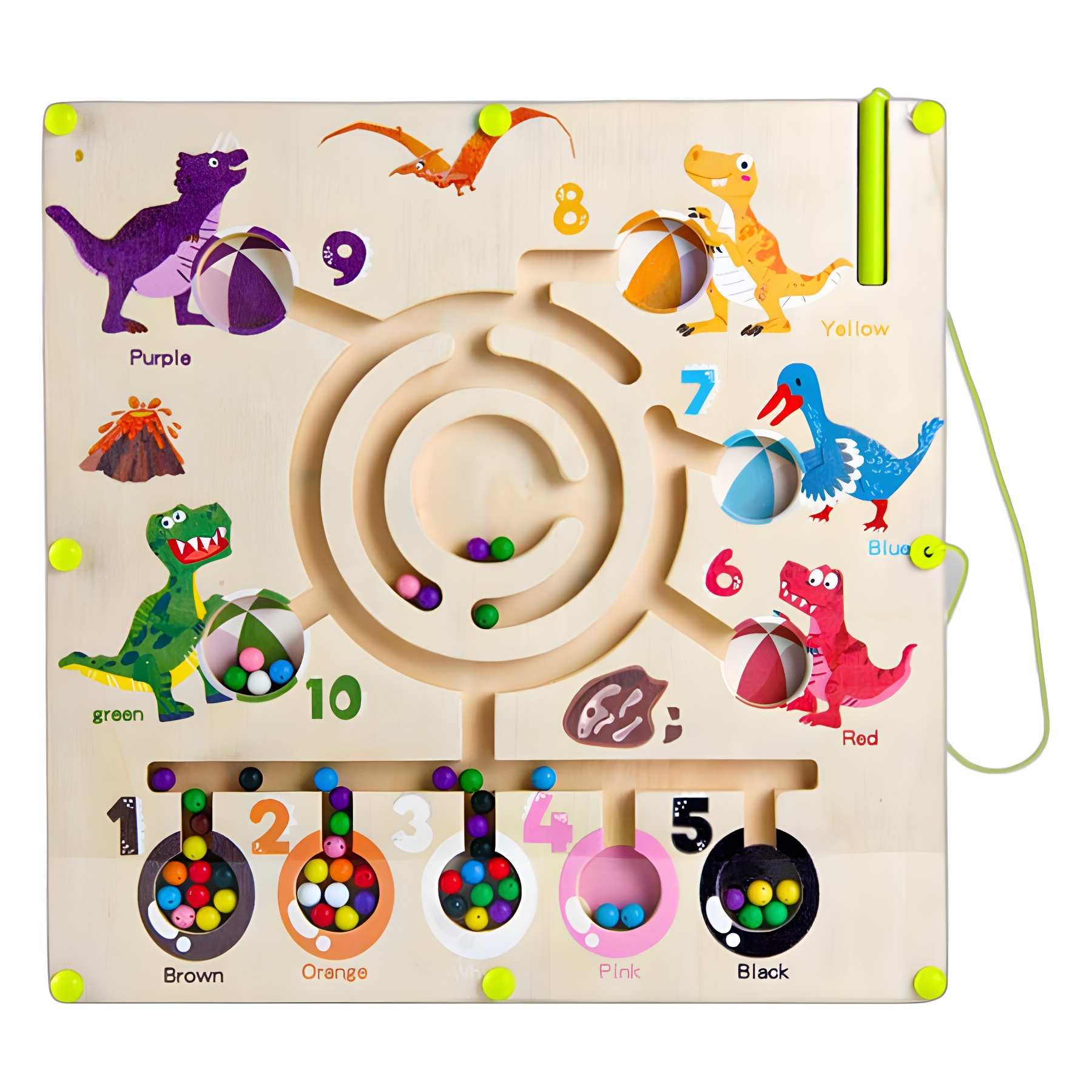 Rompecabezas para niños, bolígrafo magnético, laberinto, educación temprana Montessori, clasificación de colores de dinosaurios de madera, ayudas didácticas, juguetes con cuentas al por mayor