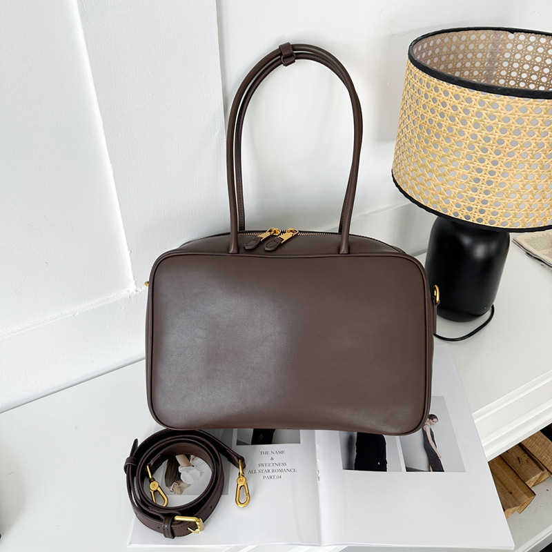 Women's Handbag 2025 New Autumn/Winter Crossbody Bag Niche Genuine Leather Shoulder Small Square Bag Bowling Bag - Thumbnail 7