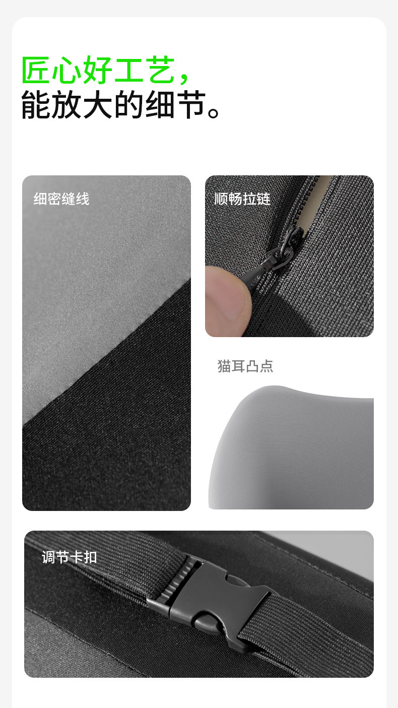 Car headrest and lumbar support, high-end memory foam cushion, lumbar pad, backrest, lumbar pillow, luxury and comfortable massage neck pillow for car use