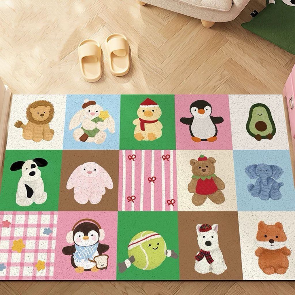 다채로운 격자 무늬 인형 포옹