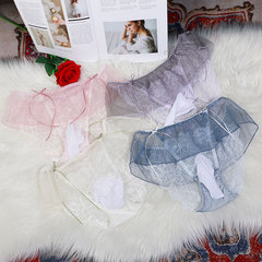 Japanese-style plus-size lace thong men's sexy silk stockings underwear, jockstrap-style transparent, seductive, crotchless triangular briefs