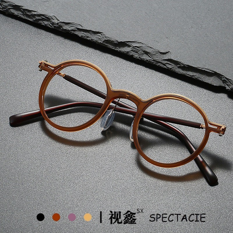 2024 New Anti-Black Storm Same Style Retro Fashion Glasses Frame Men's Round Frame Punk Metal Anti-Blue Light Flat Mirror