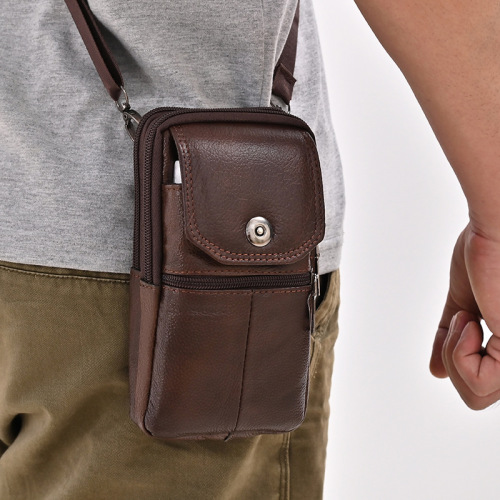 Mobile phone bag men's belt for work at the construction site multi-functional vertical belt belt bag mobile phone genuine leather waist leather case wholesale