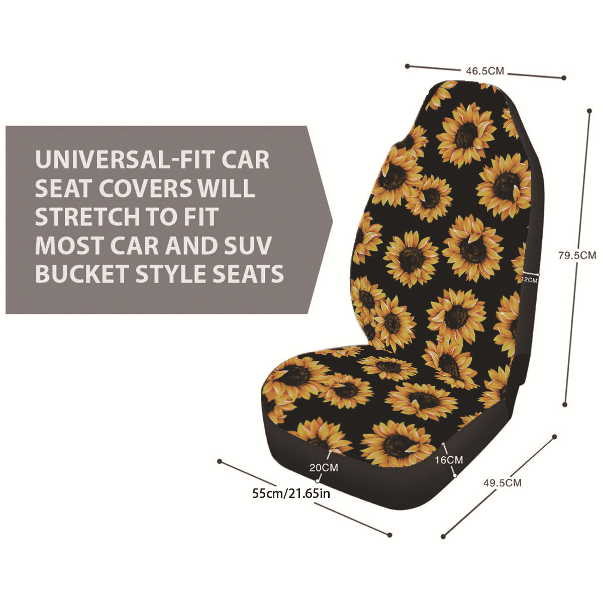 Industrial and Trade Cross-Border Best-Selling Ice Silk Elastic Printed Sunflower Car Universal Seat Cover Seat Cover Thin Seat Cushion