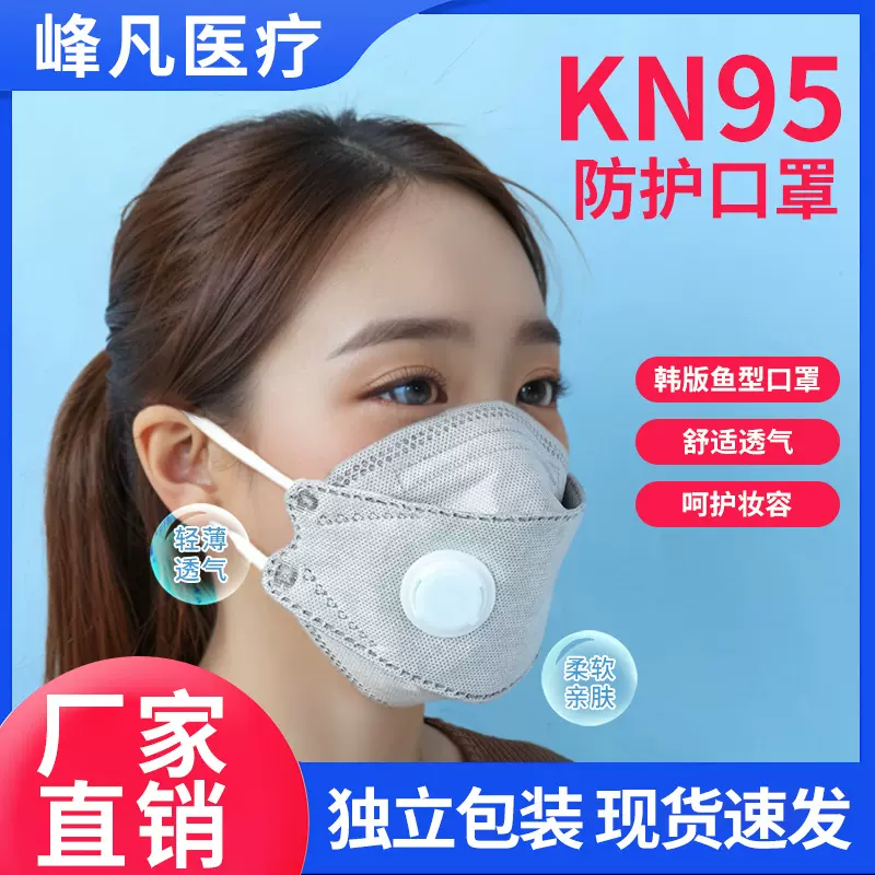 kn95呼吸阀透气防尘口罩一次性活性炭防工业粉尘立体防护口罩批发