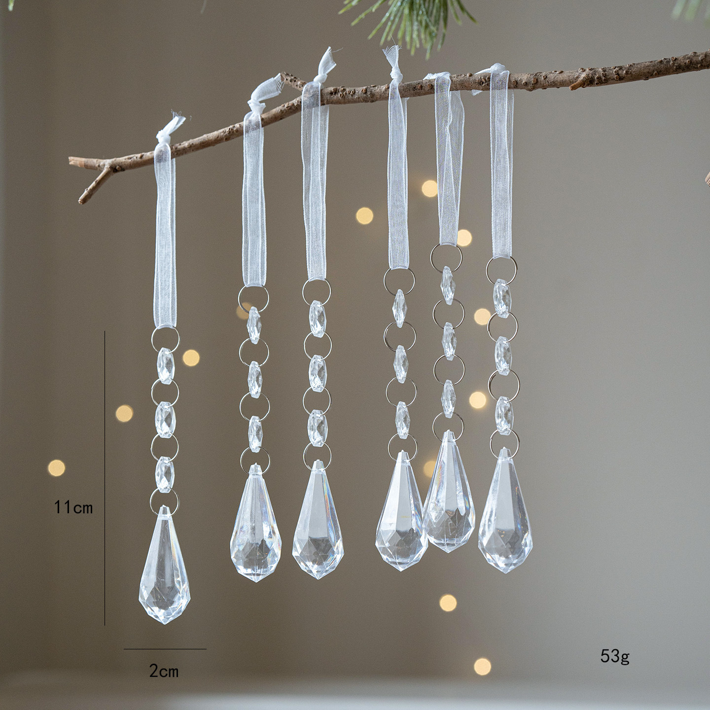 Ins北欧水晶クリスマスツリー装飾ビーズ氷凌水滴雪花ペンダントクリスマス透明雪氷装飾