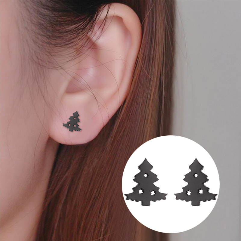 Fashion Christmas Tree Stainless Steel Ear Studs 1 Pair display picture 4