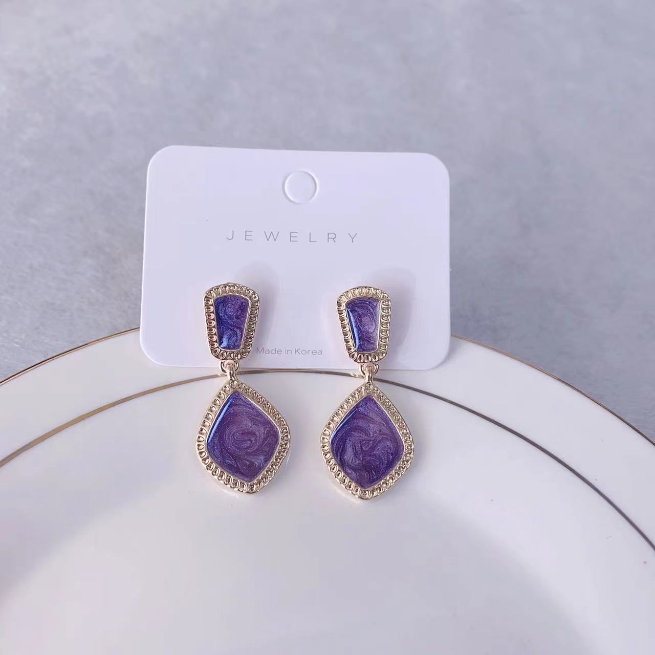 Daily Occasion Alloy Material Triangle, Heart Shape, Flower Pattern 1 Pair Sweet Simple Style Triangle Heart Shape Flower Enamel Alloy Drop Earrings