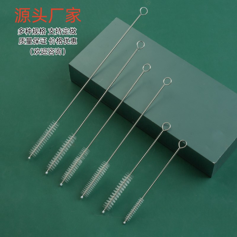 Cepillo de pajita de limpieza multimodelo de nailon de acero inoxidable 304 Cepillo de limpieza de tubo de ensayo de biberón Cepillo suave en espiral