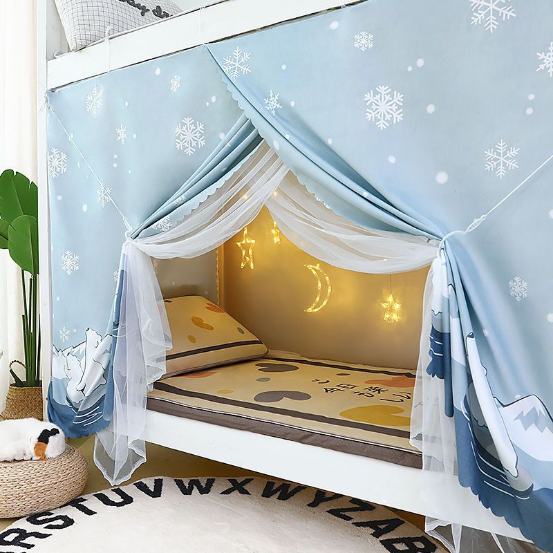 Integrated Bed Curtain for Student Dormitory Mosquito Net Blackout Fabric for Upper and Lower Bunk Girls' Curtains for University Dormitory