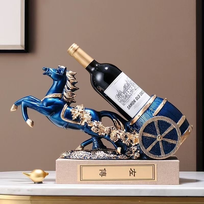 马到成功新中式轻奢葡萄红酒架酒柜装饰品摆件乔迁新高档轻奢礼品|undefined