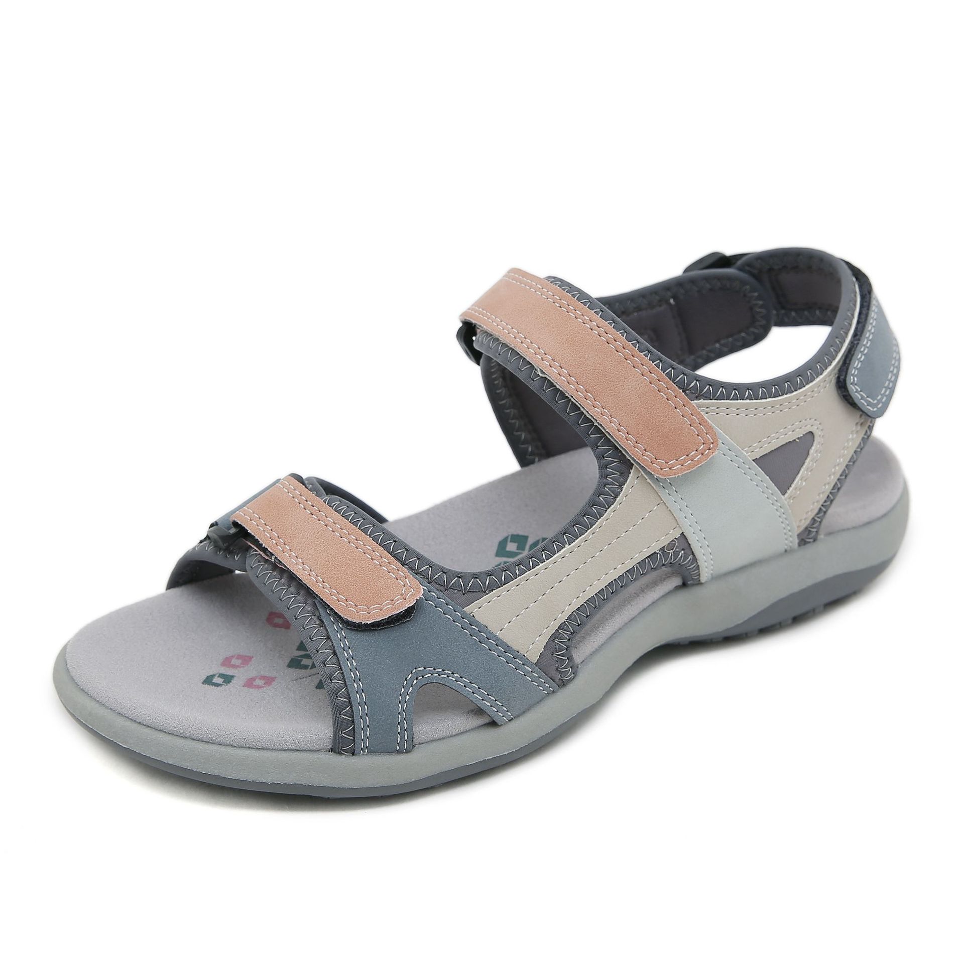 K6357 - 9 nuevas sandalias deportivas de comercio exterior en 2025 con velcro de color combinado zapatos de mujer de gran tamaño un cabello