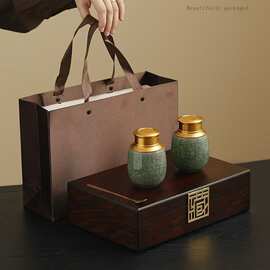 药材保健品石斛茶膏香粉陶瓷罐精致小茶罐礼盒伴手礼品定 制加印