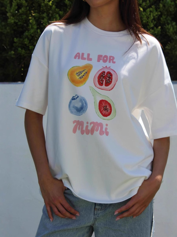 欧米のクロスボーダー丸首プリント半袖ゆったりtシャツ|undefined