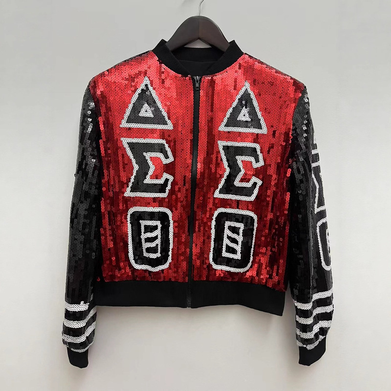 Quality Ready-Made Cross-Border Women's Clothing Trendy Stand-Up Collar Sequined Shirt 2025 Spring Jacket Sequined Long-Sleeved Sequined Baseball Uniform Quality Ready-Made Cross-Border Women's Clothing Trendy Stand-Up Collar Sequined Shirt 2025 Spring Jacket Sequined Long-Sleeved Sequined Baseball Uniform