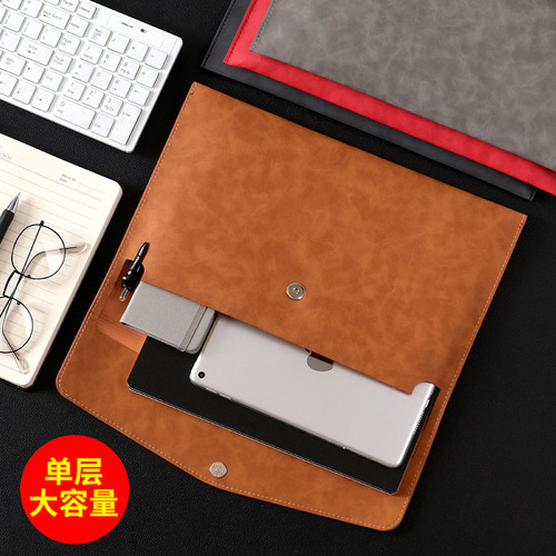 Business pu leather multifunctional file bag waterproof thickened file bag A4 large capacity office file bag customization