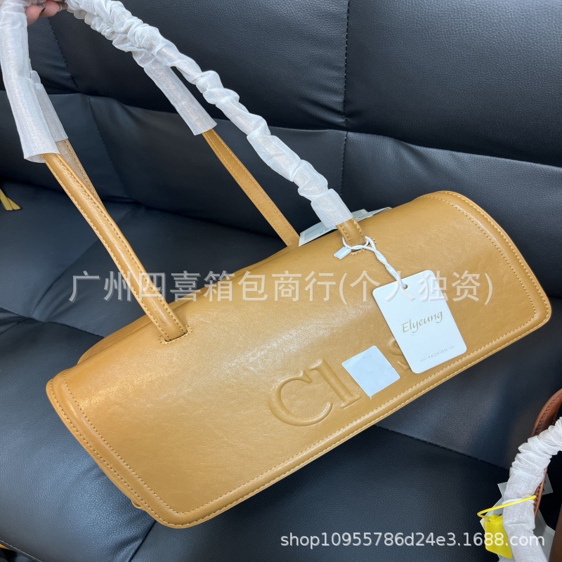 Clos ModBow Bowling Bag Large Vegetable-Tanned Top Grain Cowhide Shoulder Bag High Capacity Baguette Underarm Bag - Thumbnail 6