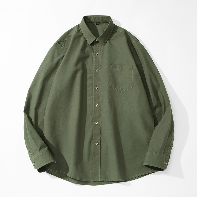 Nuevo algodón Denim de manga larga camisa de los hombres casual cómodo color sólido moda herramientas juventud camisa chaqueta hombres