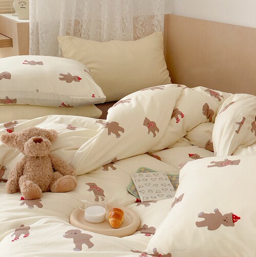 Super soft type A︱Knitted Tianzhu cotton four-piece set pure cotton baby baby 100 naked sleeping quilt cover bed sheet long velvet