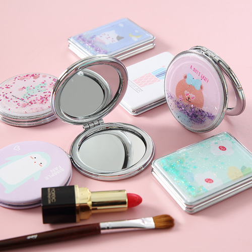 Creative Portable Folding Small Mirror Cartoon Makeup Mirror Internet Celebrity Young Girl Travel Small Mirror