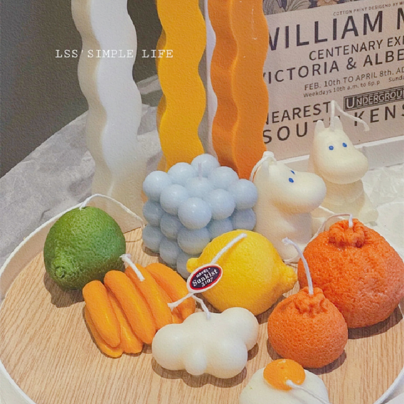 韩国ins水果香薰蜡烛 创意丑橘柠檬苹果水蜜桃梨造型香氛摆件礼物