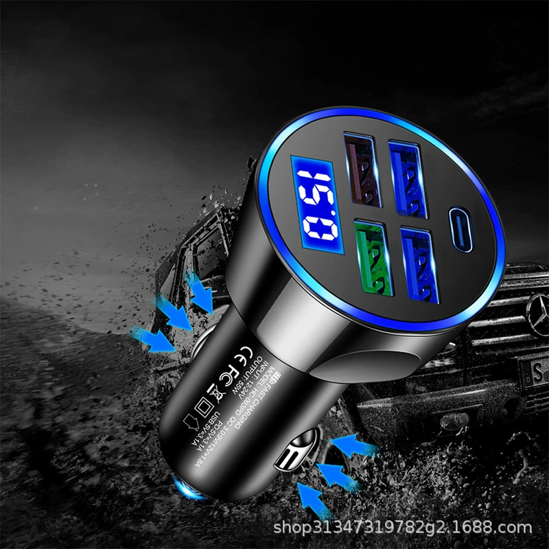 Новый цифровой автомобильный адаптер с 4 USB PD 66W быстрая зарядка для телефона, кабельная зарядка, автомобильное зарядное устройство с поддержкой четырех QC3.0, производители