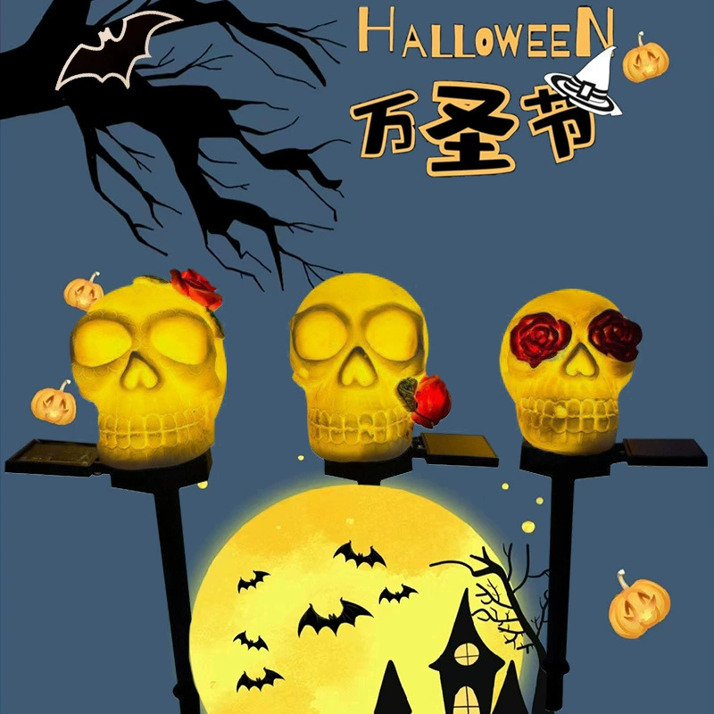 Трансграничные новые солнечные черепа огни фестиваль призраков атмосфера декоративные дворовые огни Открытый сад Хэллоуин газонные огни