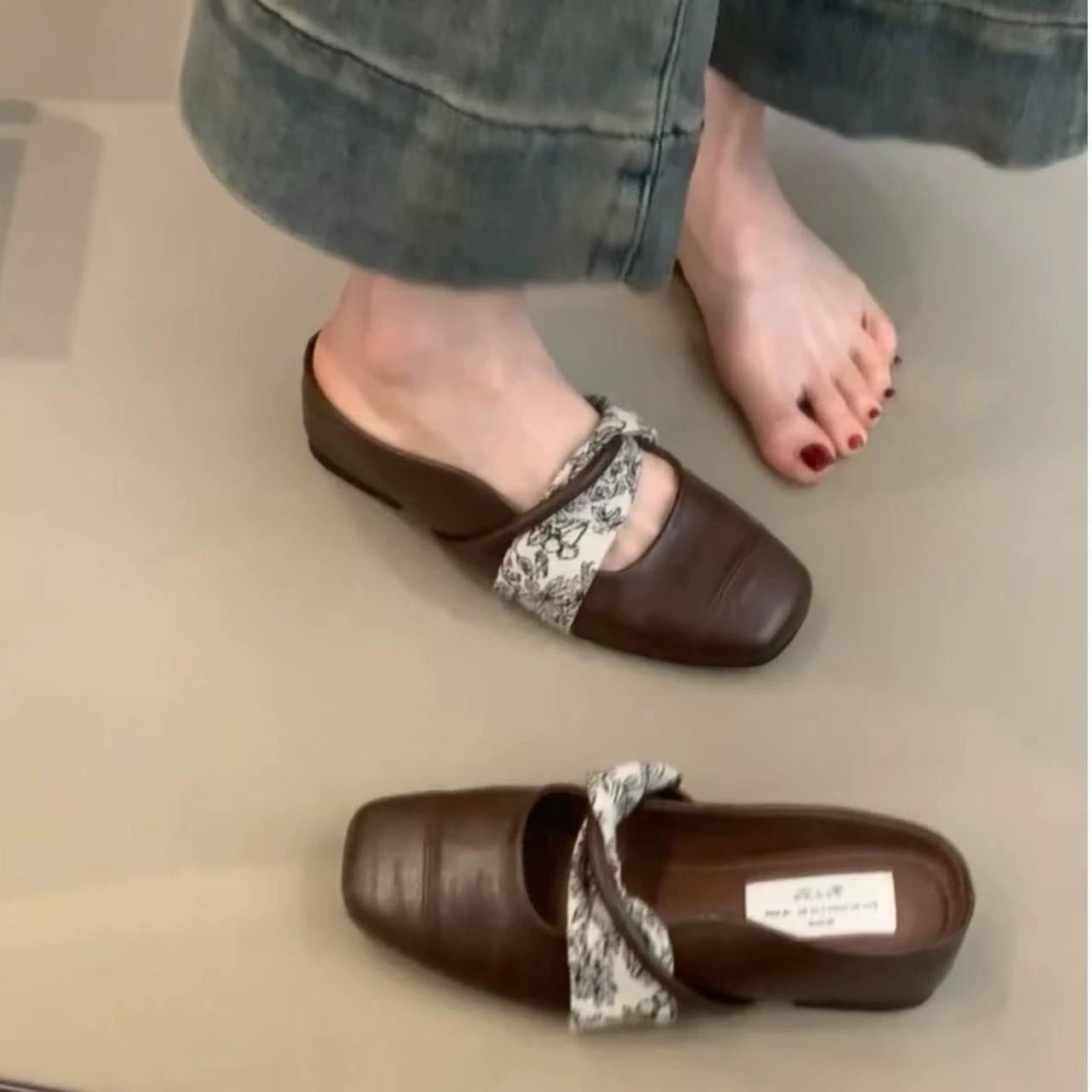 Jinmi ~ женские полутапочки Baotou во французском стиле, летняя верхняя одежда, женские сандалии без шнуровки в стиле ретро