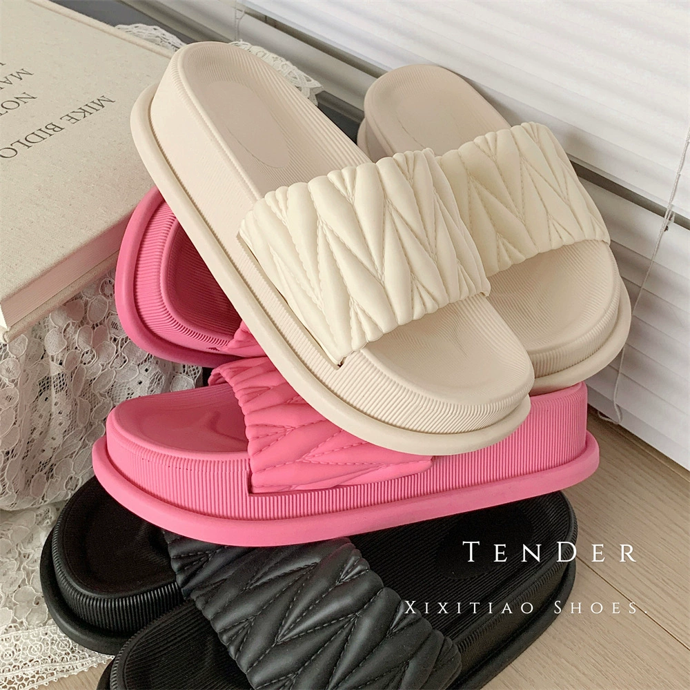 Пляжные туфли в стиле Ins с плиссировкой для женщин, летние уличные сандалии, повседневные дышащие сандалии в корейском стиле для отдыха на природе с мягкой подошвой