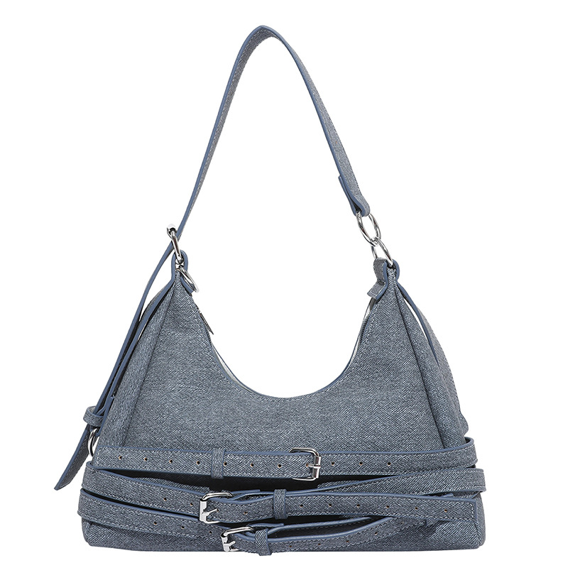 Vintage schoudertas van denim voor dames grote capaciteit_voghion.com