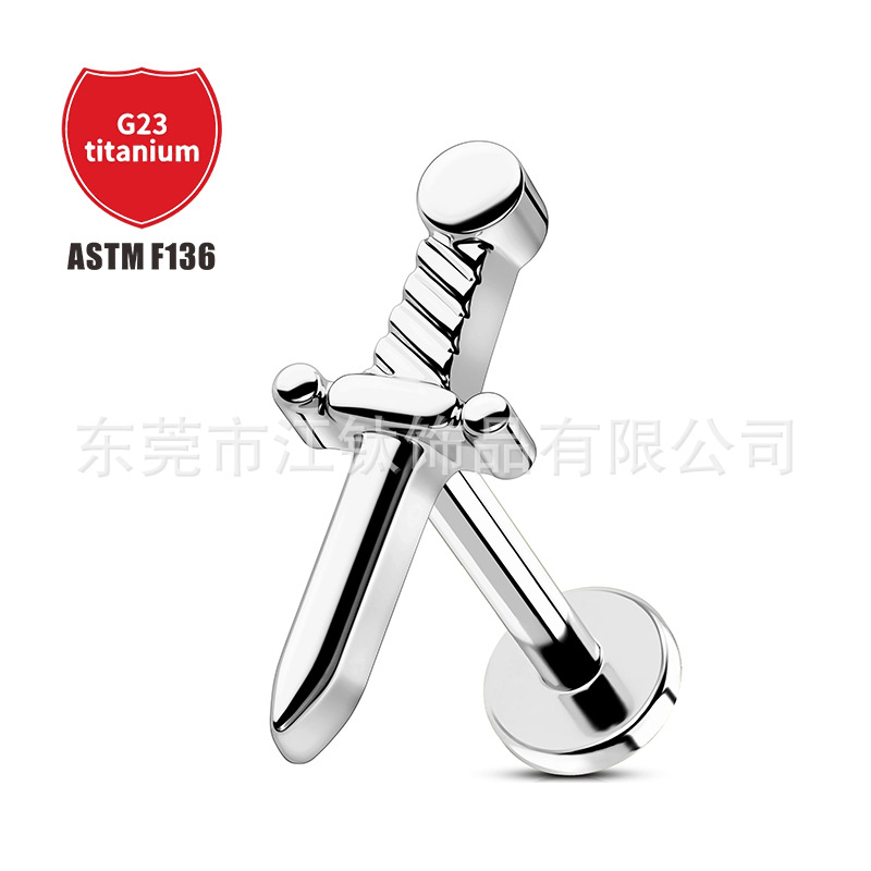 Pointed titanium steel lip stud product view