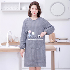 棉布長袖罩衣新款棉布時尚領廚房家用防髒防污家居防髒圍裙成人罩