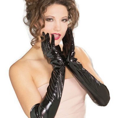 瑰云 Mirror PVC leather sexy patent leather sex glove long glue latex sex tight body nightclub dance SM