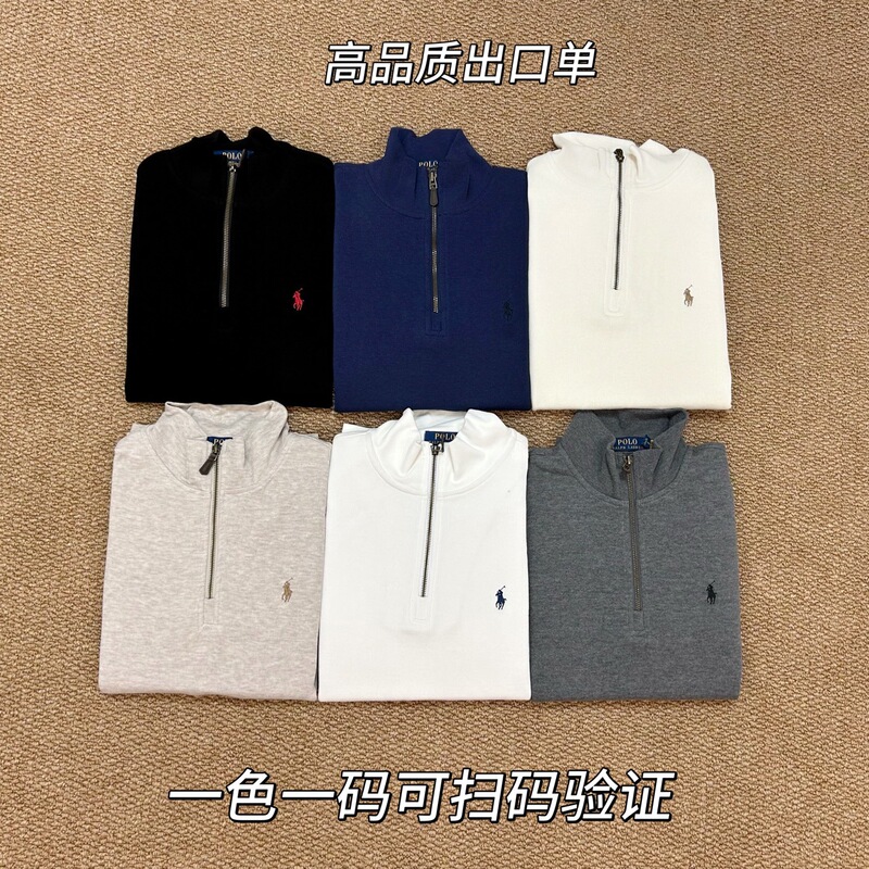 Original High-Quality Ralph Rlpolo Embroidered Pony Logo Half-Zip Unisex Sweatshirt Autumn Long-Sleeve Top Original High-Quality Ralph Rlpolo Embroidered Pony Logo Half-Zip Unisex Sweatshirt Autumn Long-Sleeve Top