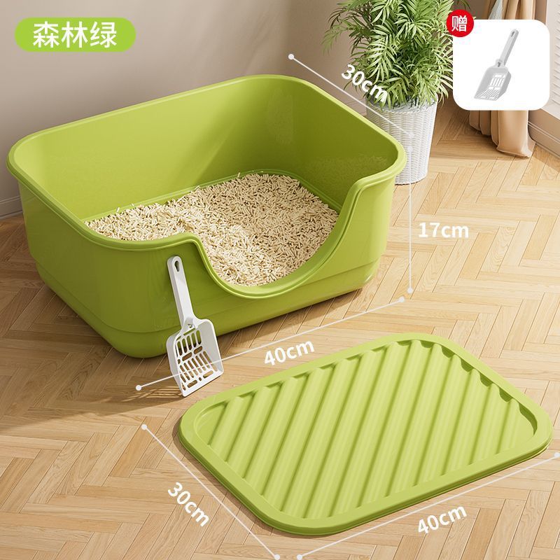 Caja de Arena para Gatos Extra Grande, Semicerrada, Anti-Derrame, Inodoro Abierto para Gatos, Suministros para Mascotas, Venta al por Mayor