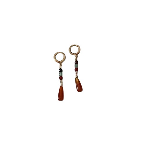Original late autumn micro-length niche color drop new Chinese style classical cheongsam earrings ear clip autumn and winter