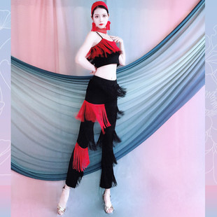 Children's Performance Clothing Latin Dance Tassel Suit Girls Ballroom Dance Performance Competition Practice Clothing Suspender Performance Clothing
