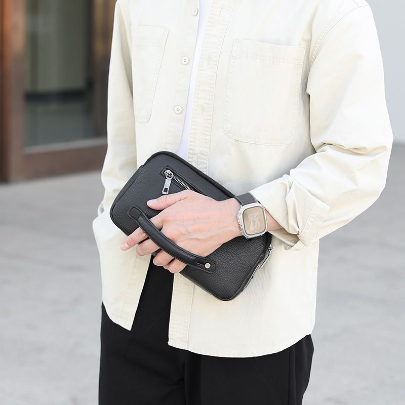 검은색 지문 잠금 장치 핸드백